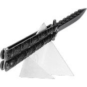 Couteau papillon Albainox HELL CHAIN 02183 lame 9.5 cm finition aspect pierre