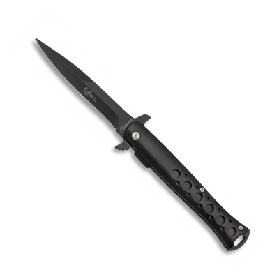 Couteau pliant noir Stock CLIP automatique 10 cm