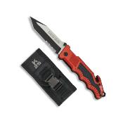 Couteau tactique K25 18759 rouge et noir lame 8.5 cm