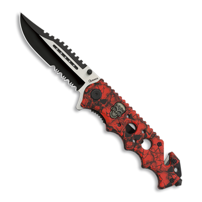 Couteau pliant Albainox Skull 18374-A rouge