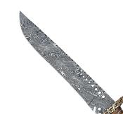 Couteau de chasse lame damas 25 cm manche bois de teck