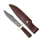 Couteau de chasse bowie lame damas 20 cm manche noyé