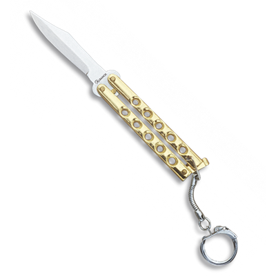 Porte-clés couteau papillon Albainox 02055-D doré lame 6 cm