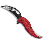 Couteau KARAMBIT pliant automatique Albainox 18416-A Tte de mort, aile rouge