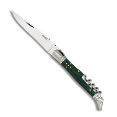 Couteau pliant LAGUIOLE 10660 mikarta vert lame 9.5 cm avec tire-bouchon