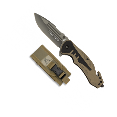 Couteau pliant tactique K25 G10 Coyote 18318 Clip Lame 8.7 cm