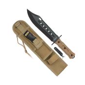 Couteau Albainox 32803 lame pleine soie acier noir manche coyote