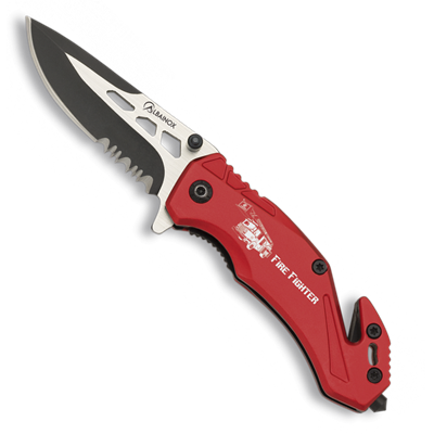 Couteau pliant tactique ALBAINOX FIRE FIGHTER rouge lame 5.8 cm