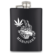 Flasque  alcool noire inox BARBARIC 225 ml dcor Marijuana