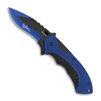 Couteau pliant automatique 18084-A Noir-Bleu Lame 8.5 cm