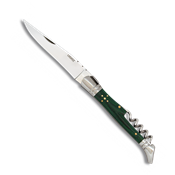 Couteau pliant LAGUIOLE 10657 mikarta vert lame 9 cm avec tire-bouchon