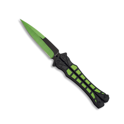 Couteau papillon ALBAINOX 02113 vert noir lame inox 10.2 cm