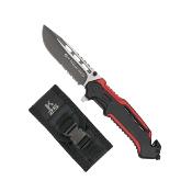 Couteau tactique K25 18764 rouge et noir lame 8.7 cm