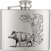 Flasque à alcool acier inox Barbaric 110 ml décor sanglier