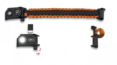 Bracelet de survie Paracorde orange et noir 33905-NA