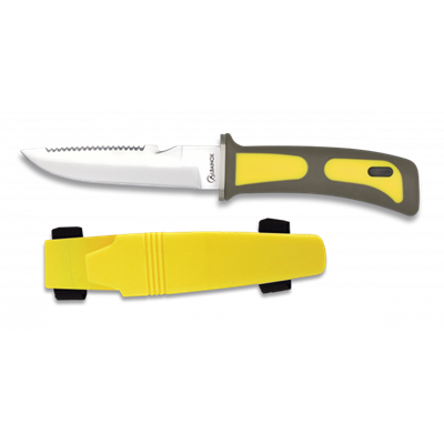 Couteau de plongée sous-marine ALBAINOX jaune lame 11.5 cm