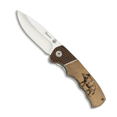 Couteau de poche ALBAINOX 19922 manche bois motif sanglier lame 7 cm