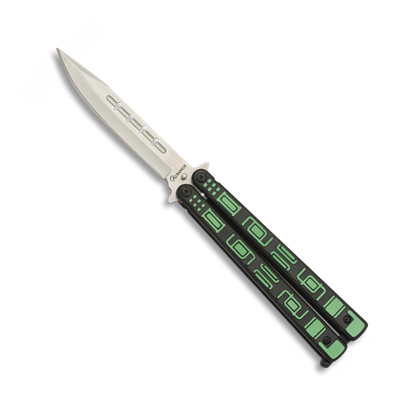 Couteau papillon ALBAINOX 36244 noir vert lame inox 10.4 cm