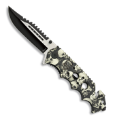 Couteau pliant automatique noir Albainox Skull 19867-A Lame 8.7 cm