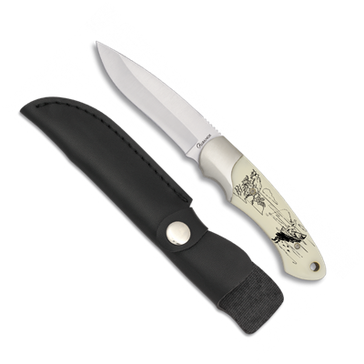 Couteau chasse Albainox 32199 décor pêcheur lame 9.5 cm