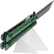 Couteau papillon K25 36249 vert lame titane 10 cm