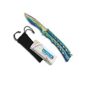 Couteau papillon RAINBOW 02127 lame 10 cm iris