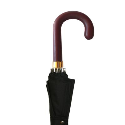 Parapluie épée poignée en cuir naturel marron