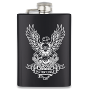 Flasque à alcool acier inox BARBARIC 225 ml noire décor Motorcycle