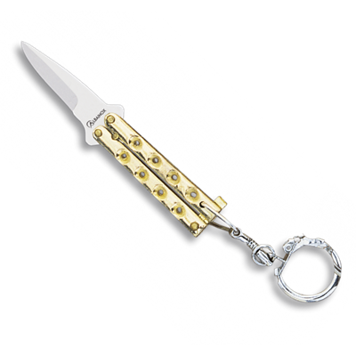 Porte-clés couteau papillon Albainox 02056-D doré lame 4 cm
