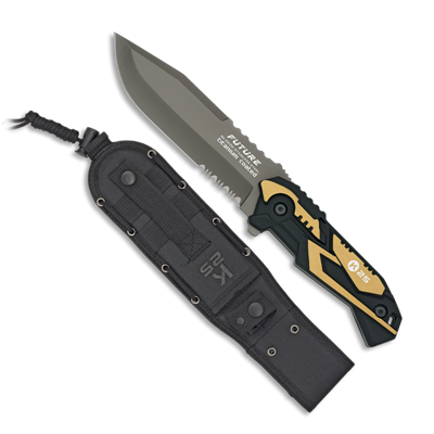 Couteau K25 FUTURE 32122 Doré-Noir lame 12.5 cm