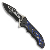 Couteau pliant automatique Albainox 19917-A bleu/noir. Lame 9.2 cm
