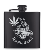 Flasque à alcool noir acier inox 6 Oz 170 ml Marijuana