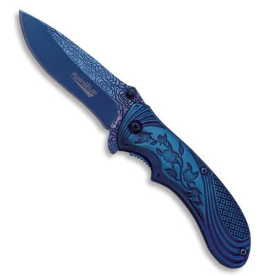 Couteau pliant Rain-Blue fleurs 18021 lame 8 cm