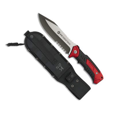 Couteau tactique K25 rouge/noir 32268 lame 14 cm