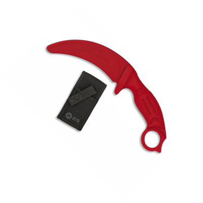 Couteau entrainement KARAMBIT K25 rouge 32335 lame 10.6 cm