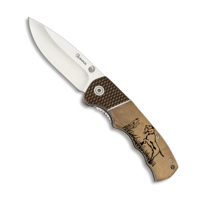 Couteau de poche ALBAINOX 19922 manche bois motif chien lame 7 cm