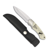 Couteau chasse Albainox 32199 décor pêcheur lame 9.5 cm
