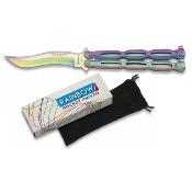 Couteau papillon RAINBOW 36297 irisé lame inox 10 cm