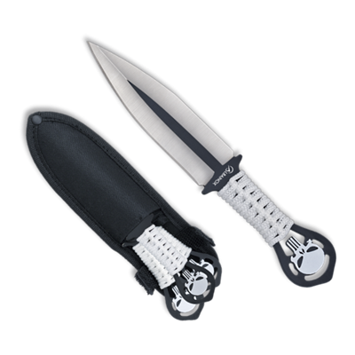 Set de 3 couteaux à lancer Albainox 32453 motif tête de mort 17 cm