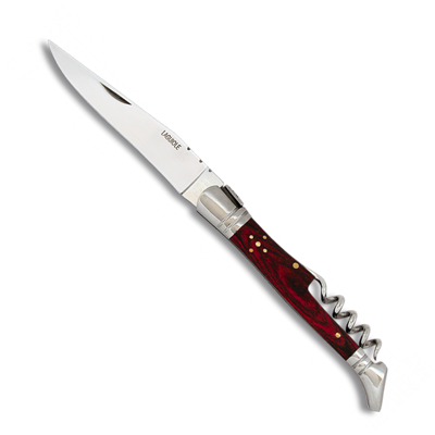 Couteau pliant LAGUIOLE 10656 mikarta rouge lame 9 cm avec tire-bouchon