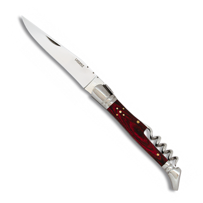 Couteau pliant LAGUIOLE 10659 mikarta rouge lame 9.5 cm avec tire-bouchon