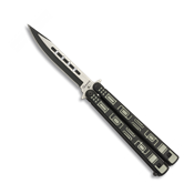 Couteau papillon ALBAINOX 36243 noir gris lame inox 10.4 cm