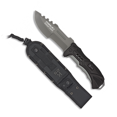 Couteau K25 CHARLIE I gris/noir 32123 lame 13 cm
