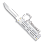Porte-clés couteau papillon 02179-B blanc