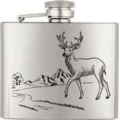 Flasque à alcool acier inox Barbaric 110 ml décor cerf