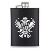 Flasque à alcool acier inox BARBARIC 225 ml noire décor Ecusson Toledo