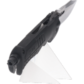 Couteau pliant tactique K25 19588 noir avec lampe LED lame 9.5 cm