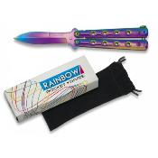 Couteau papillon RAINBOW 02100 irisé lame inox 7.2 cm