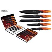 Coffret couteaux PRADEL volution revtement noir manche dcor flamme