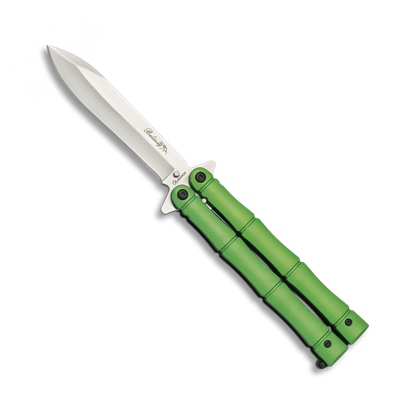 Couteau papillon ALBAINOX 36227 Balisong vert lame inox 10.5 cm